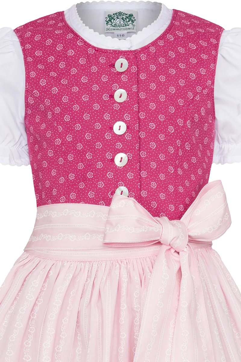 Kinderdirndl aus Baumwolle mit Bluse - pink