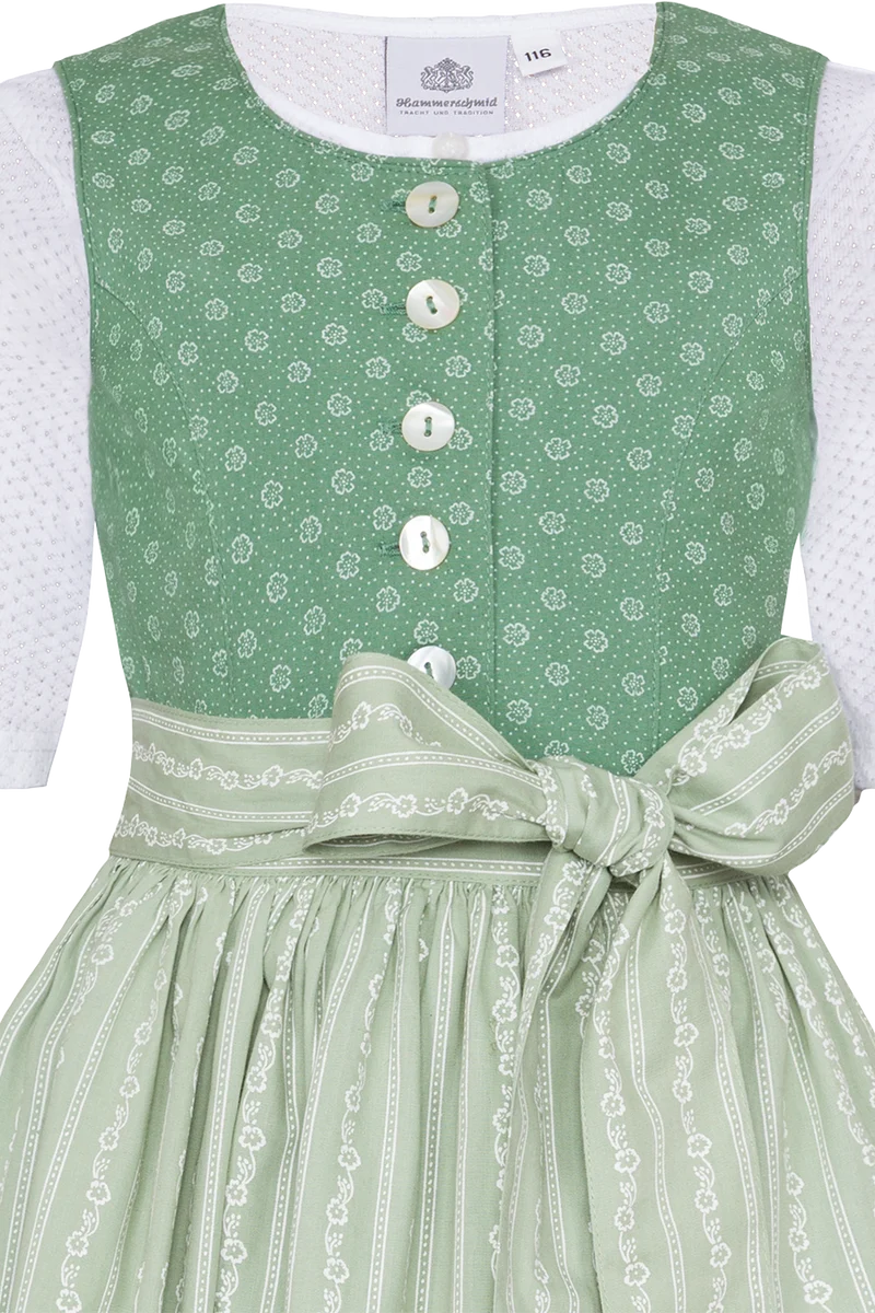 Kinderdirndl aus reiner Baumwolle - lindgrün