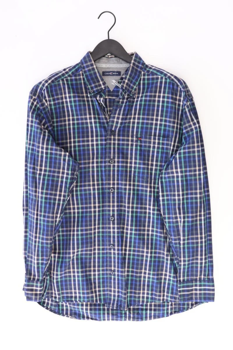Casa Moda Karohemd für Herren Gr. XL kariert Langarm blau aus Baumwolle
