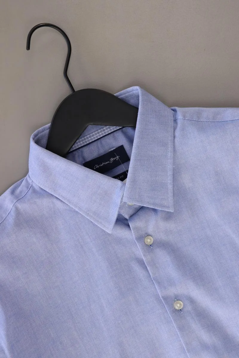 Christian Berg Kurzarmhemd für Herren Gr. Hemdgröße 43 blau aus Baumwolle