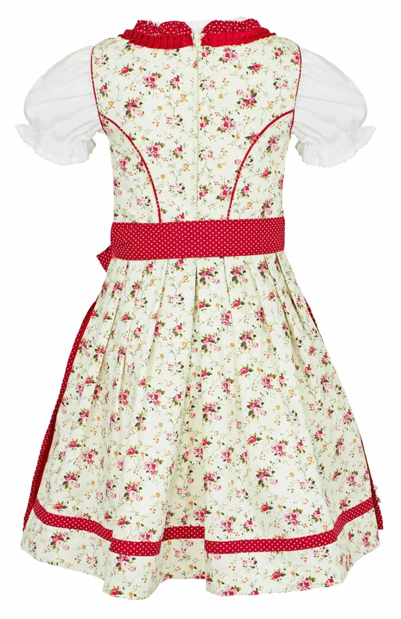 MADDOX Kinder Dirndl "Zermatt" 3-tlg. | Streublümchen Creme Rot