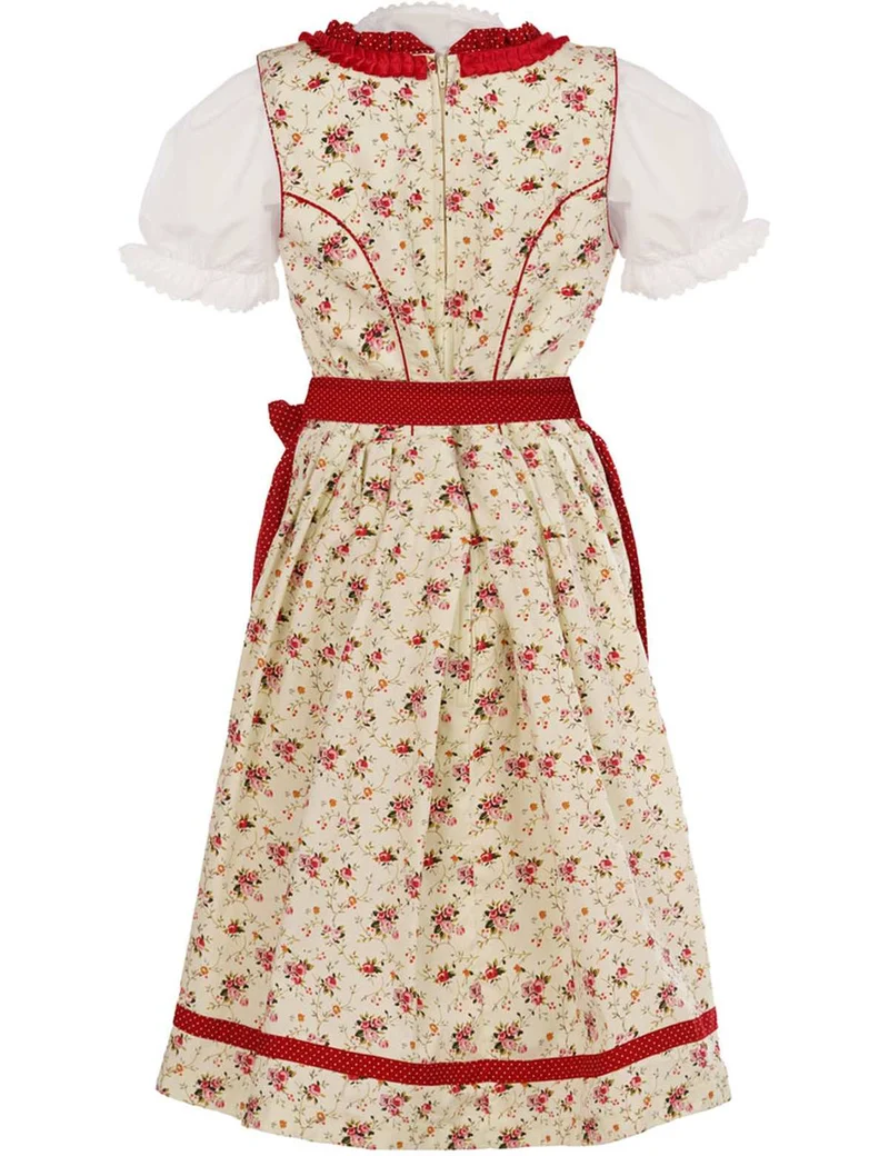 MADDOX Kinder Dirndl "Zermatt" 3-tlg. | Streublümchen Creme Rot