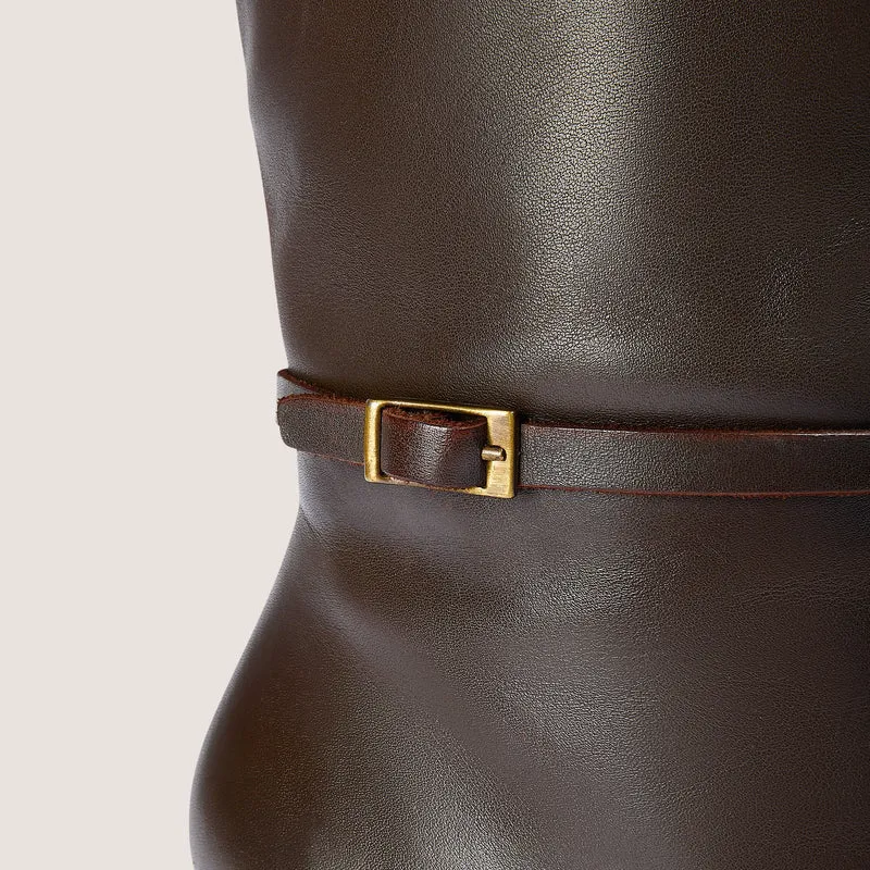 Juni Kniehohe Lederstiefel - Dunkelbrün