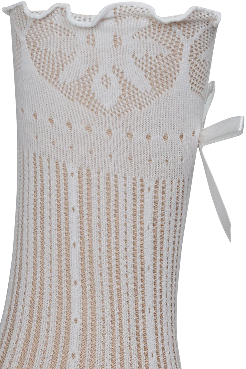 Damen Spitzensöckchen mit Schleife - weiß