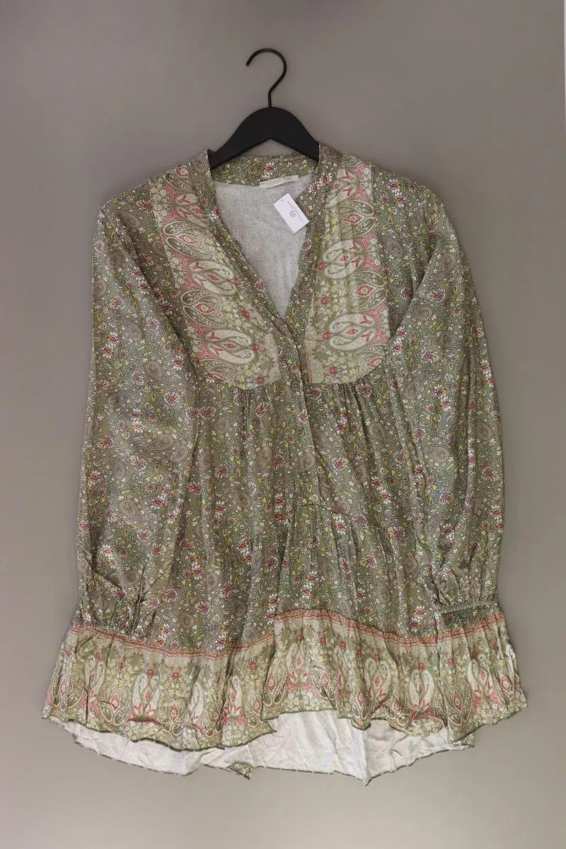 HEIMATLIEBE Langarmkleid Gr. 38 mit Paisleymuster olivgrün aus Viskose