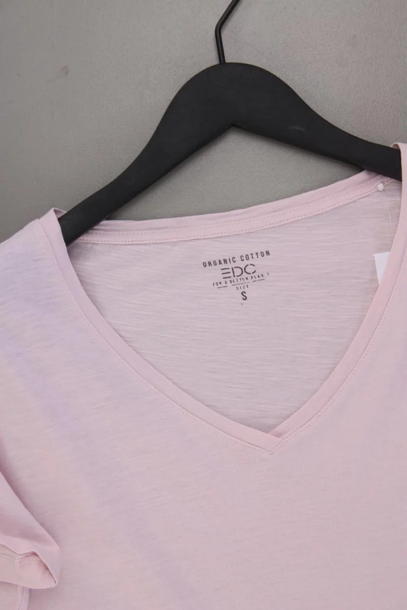 edc by Esprit Shirt mit V-Ausschnitt Gr. S Kurzarm rosa aus Baumwolle