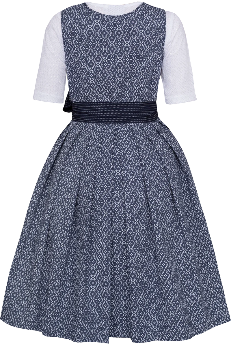 Kinderdirndl mit floralem Ornamentmuster und Bluse - dunkelblau