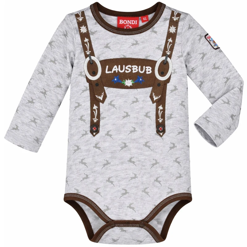BONDI Baby Langarm Body "Lausbub" 91582 | Grey Melange