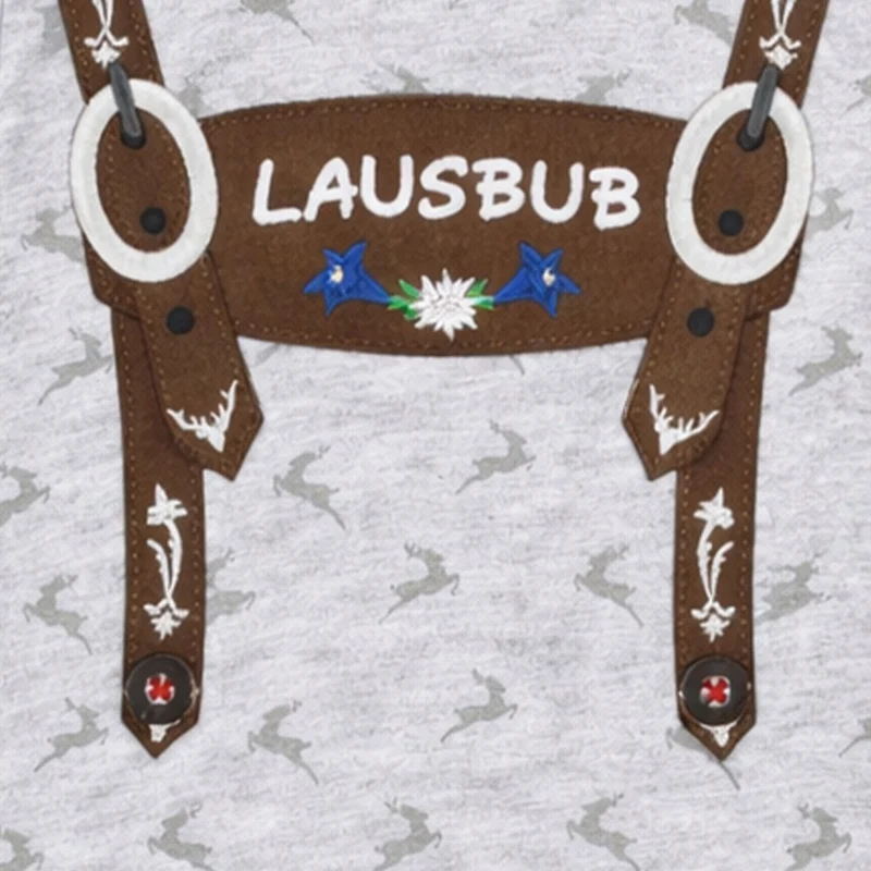 BONDI Baby Langarm Body "Lausbub" 91582 | Grey Melange