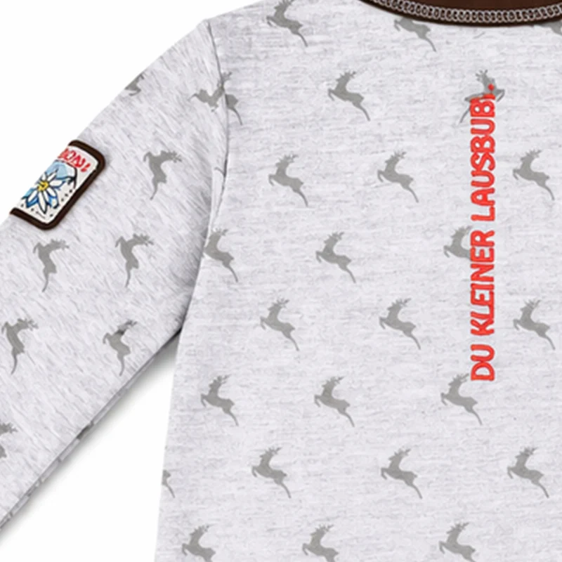 BONDI Baby Langarm Body "Lausbub" 91582 | Grey Melange
