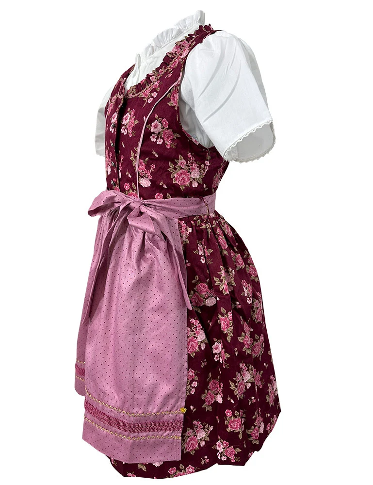 Isar-Trachten Kinder Dirndl "Emma" 3-tlg. mit Bluse 63102 | Beere Rosa