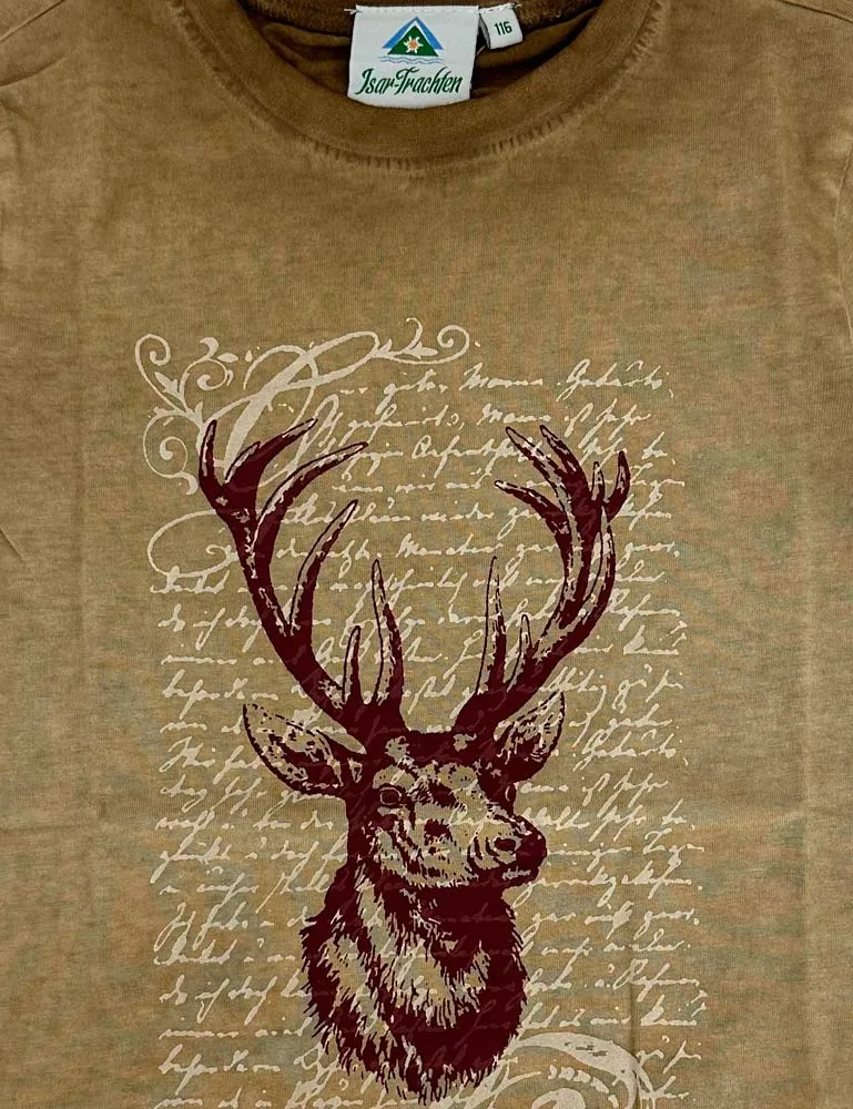 Isar-Trachten Jungen T-Shirt mit Hirschmotiv 52780 | Braun