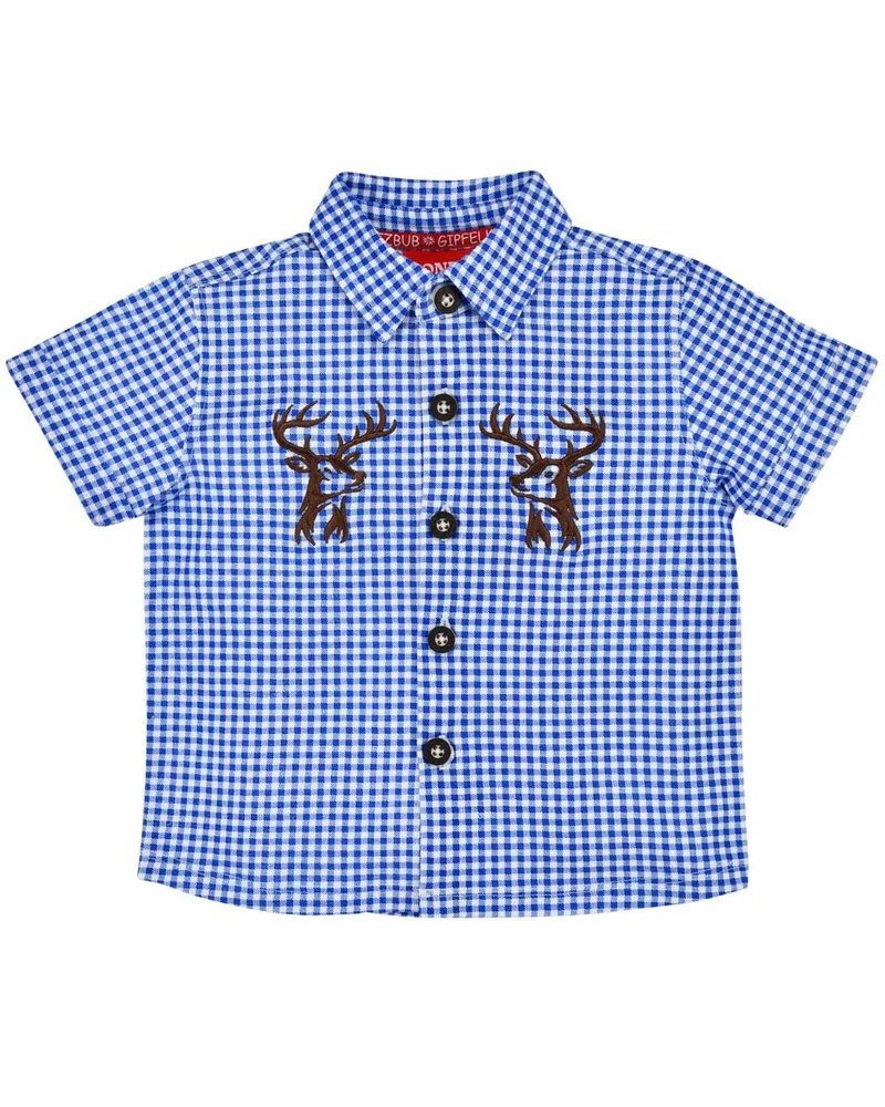 BONDI Jungen Hemd "Hirsch" 91720 | Blau Weiß kariert
