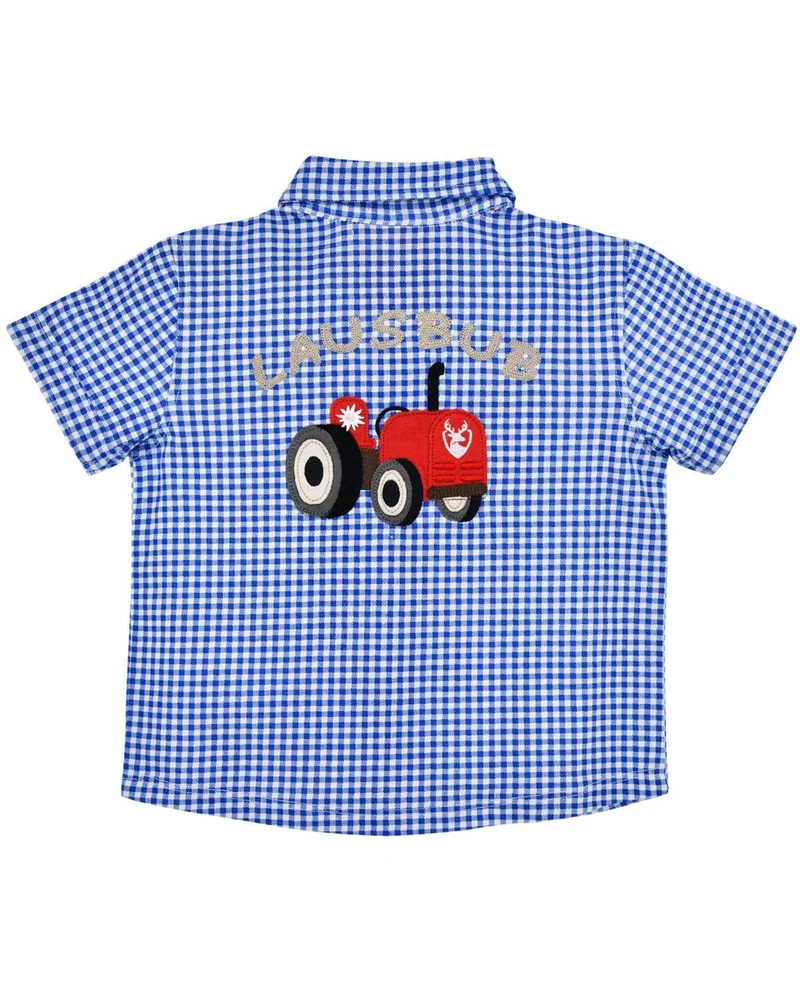 BONDI Jungen Hemd "Hirsch" 91720 | Blau Weiß kariert