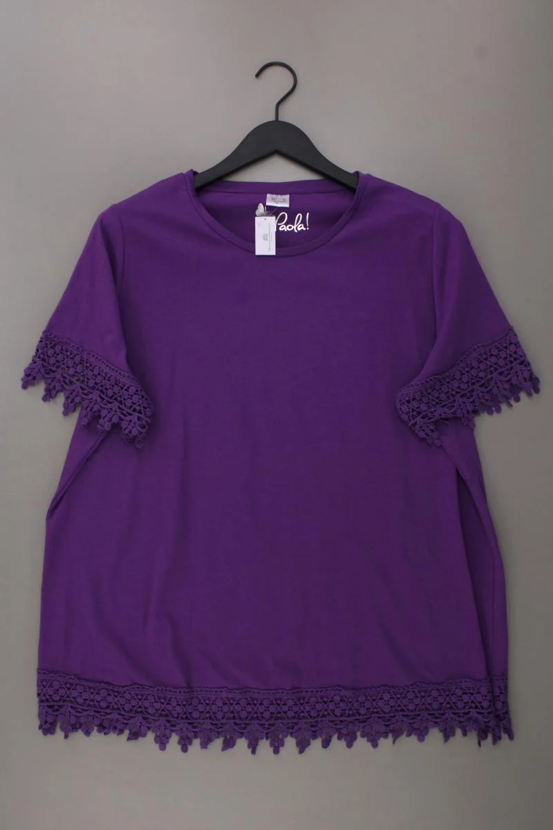 Paola T-Shirt Gr. 50 neuwertig Kurzarm lila aus Baumwolle