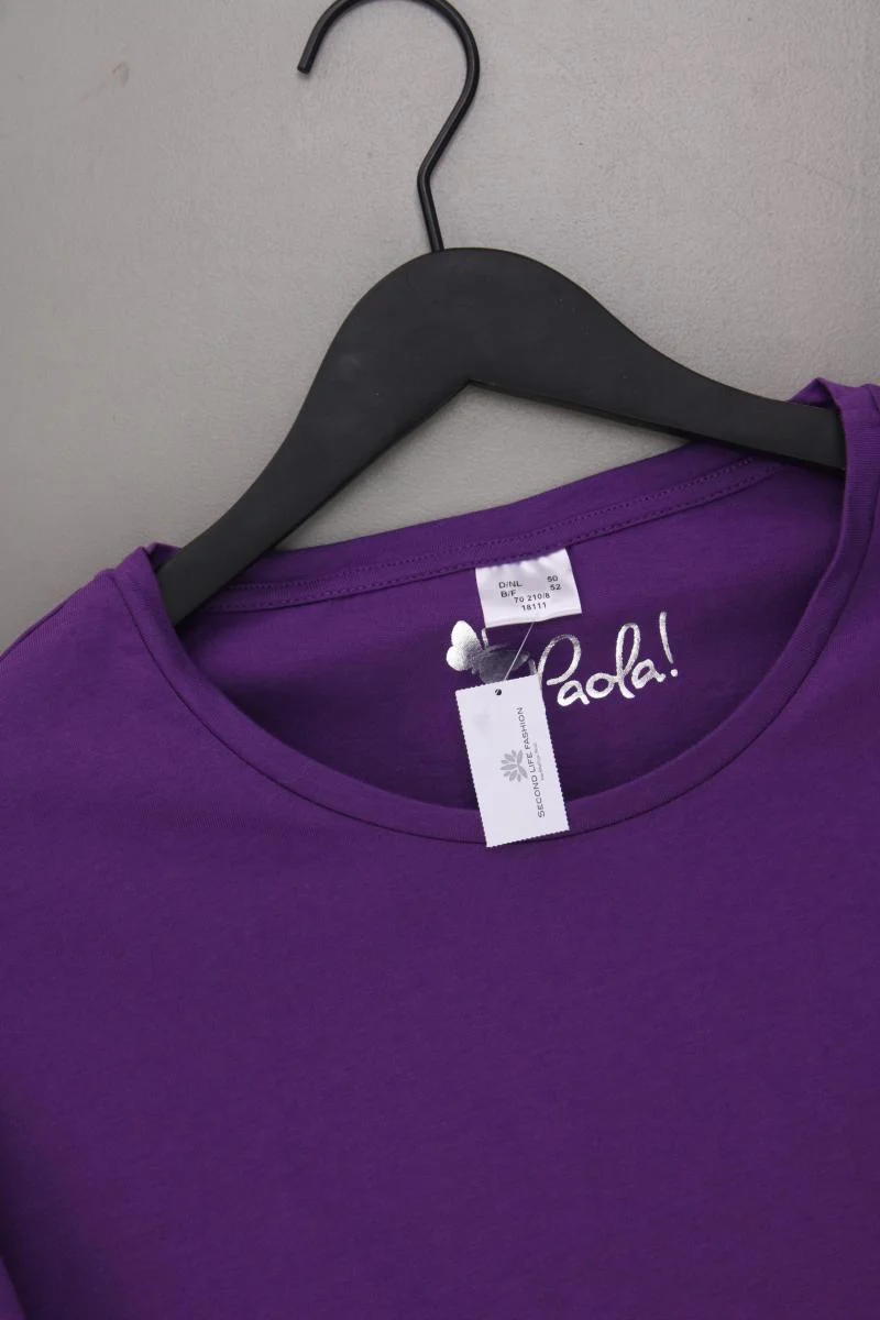 Paola T-Shirt Gr. 50 neuwertig Kurzarm lila aus Baumwolle