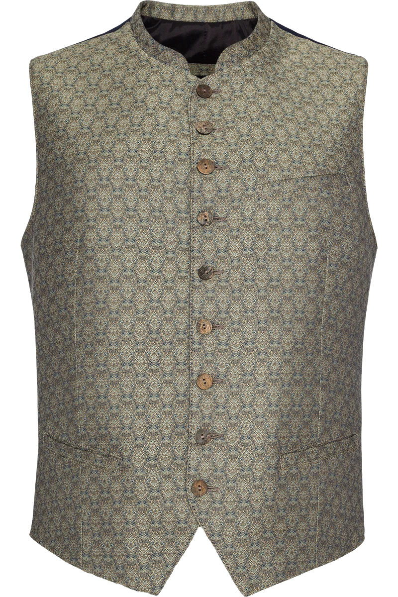 Herren Trachtenweste mit Jacquardmuster Slim Fit - oliv