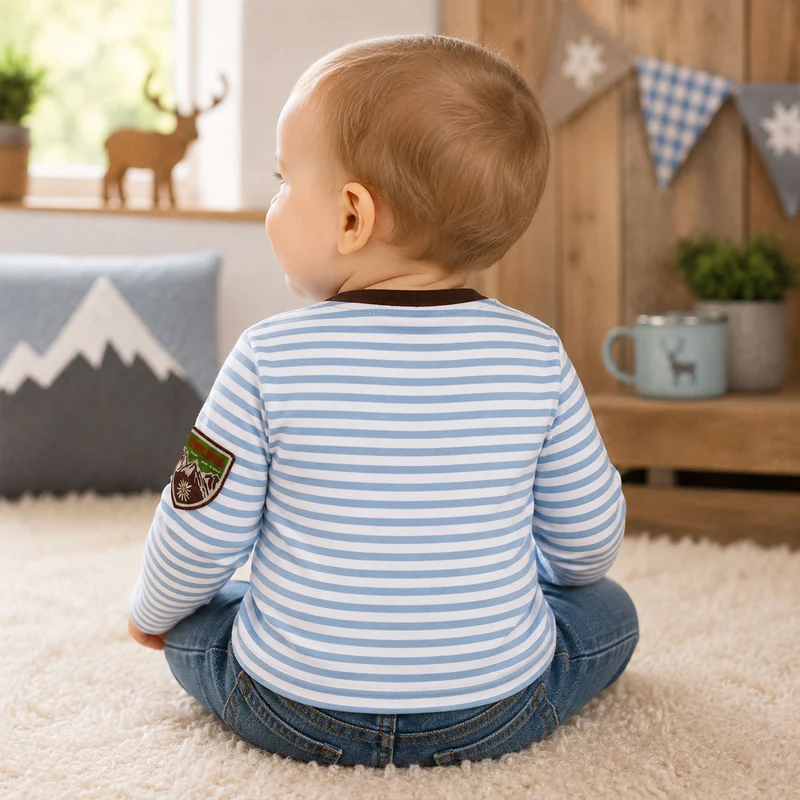 BONDI Baby Jungen Langarmshirt "Hirsch" 91776 | Stripe Blue/Offwhite
