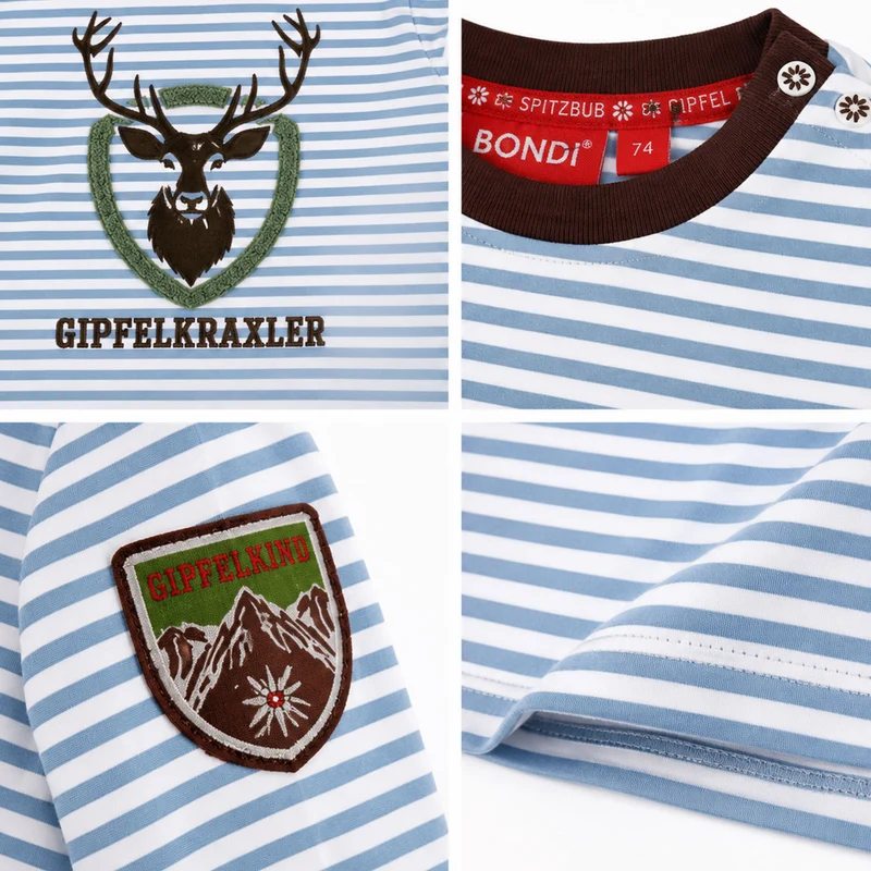 BONDI Baby Jungen Langarmshirt "Hirsch" 91776 | Stripe Blue/Offwhite