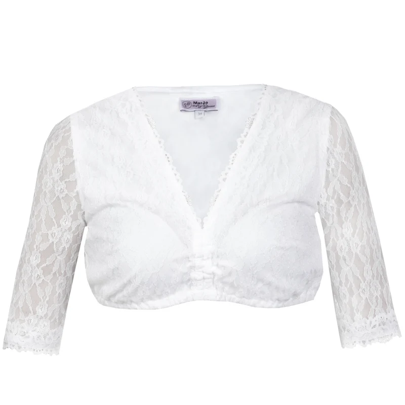 MarJo Damen Spitzen Dirndlbluse "Jalisa-Vida" Halbarm | Weiß