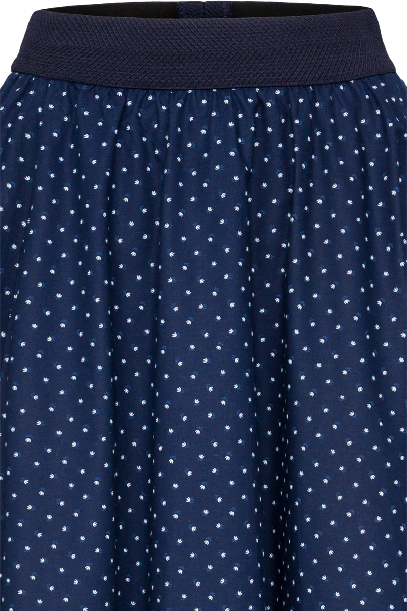 Langer Damen Baumwollrock mit Gummibund - marine