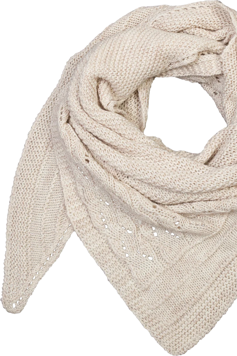 Damen Trachtenstola Dreiecks-Stricktuch mit Wollanteil - natur