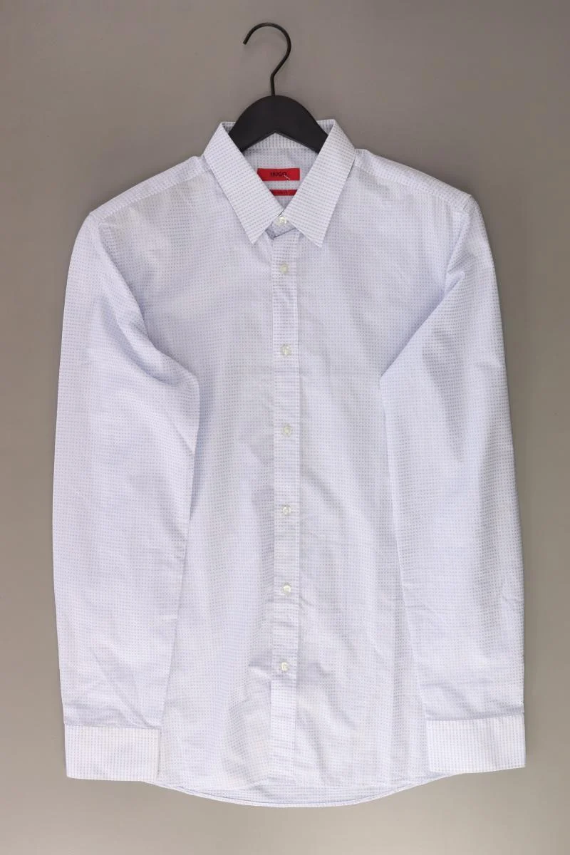 Hugo Boss Langarmhemd für Herren Gr. Hemdgröße 40 blau aus Baumwolle
