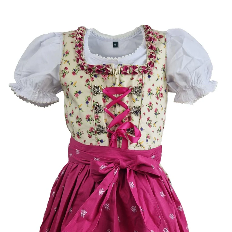 MADDOX Kinder Dirndl "Hellen" 3-tlg. mit Bluse | Creme Pink