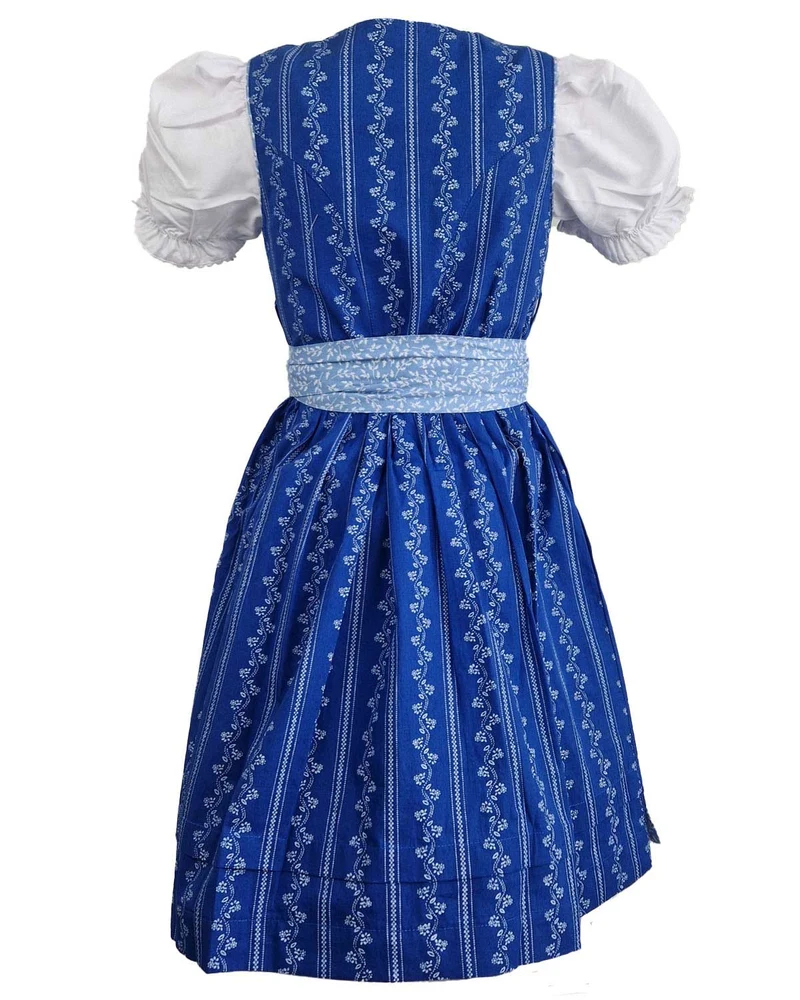 MADDOX Kinder Dirndl "Gabriella" 3-tlg. mit Bluse und Schürze | Blau Weiß
