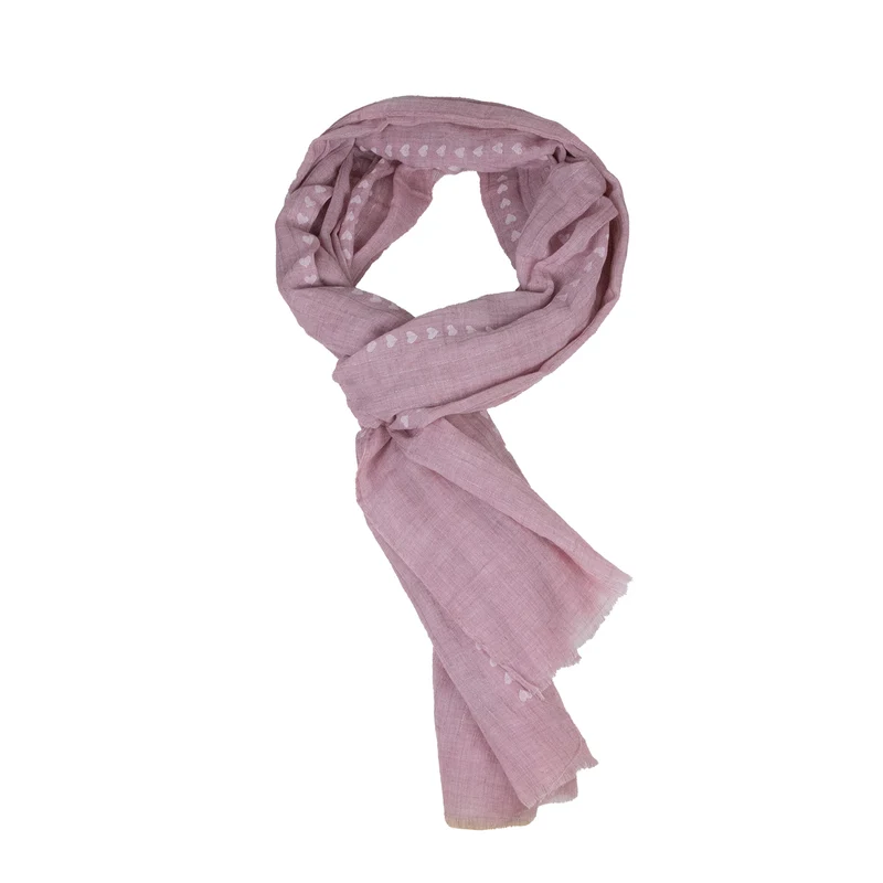 Halstuch Schal Unifarben mit Herzen und Glitzer Streifen 185 x 70 cm | Rosa