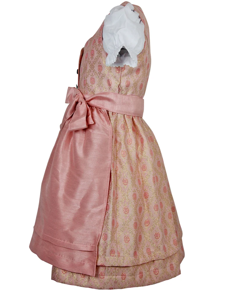 MADDOX Kinder Dirndl "Gabriella" 3-tlg. mit Bluse und Schürze | Rosa Glitzer