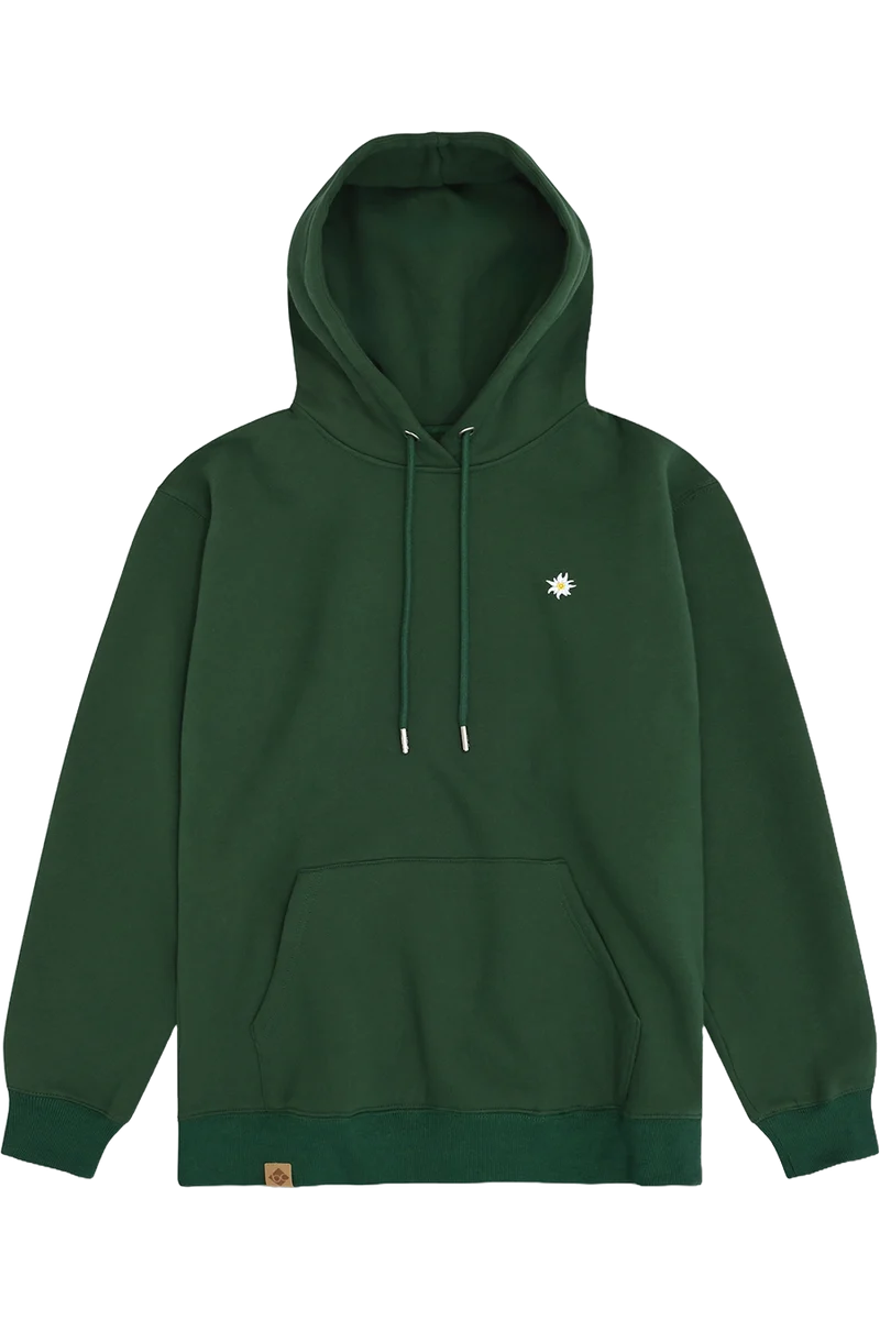 Herren Hoodie mit Edelweiß-Stickerei - dunkelgrün