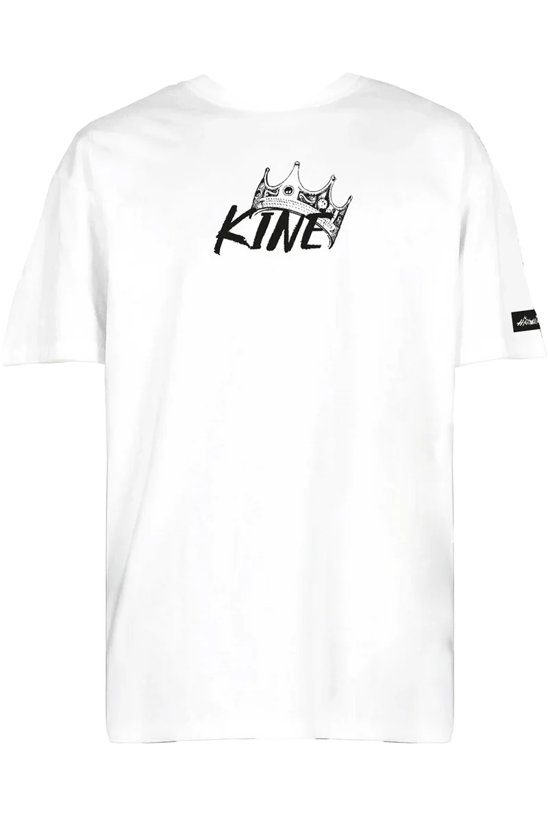 Unisex T-Shirt 'KINE' mit König Ludwig II.-Aufdruck - weiss