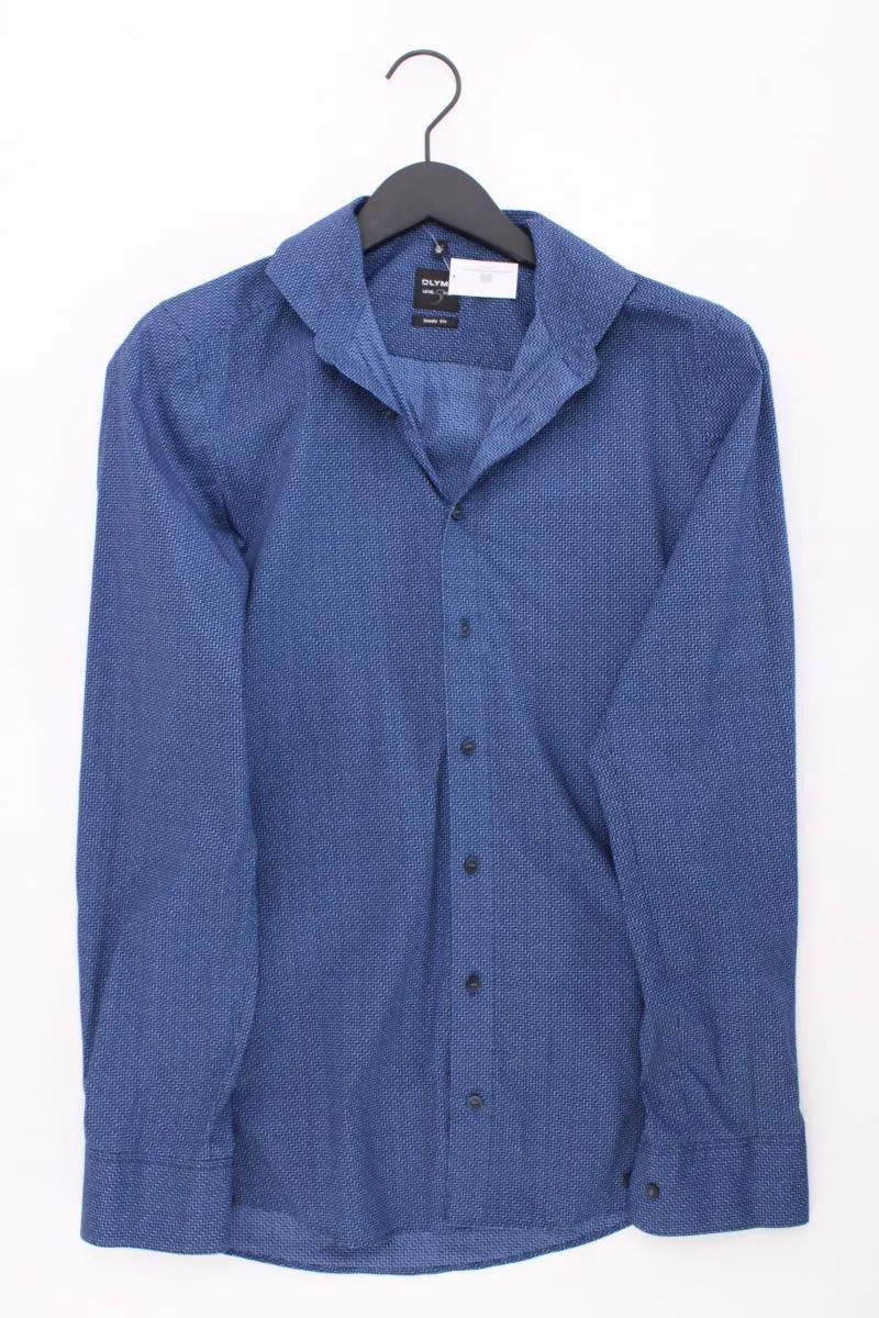 Olymp Langarmhemd für Herren Gr. Hemdgröße 38 blau aus Baumwolle