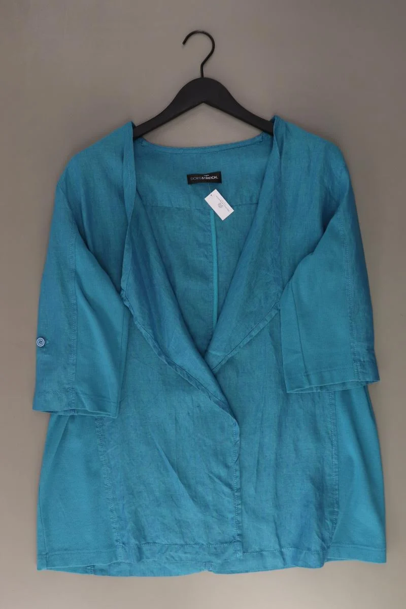 Doris Streich Regular Cardigan Gr. 44 3/4 Ärmel blau aus Leinen