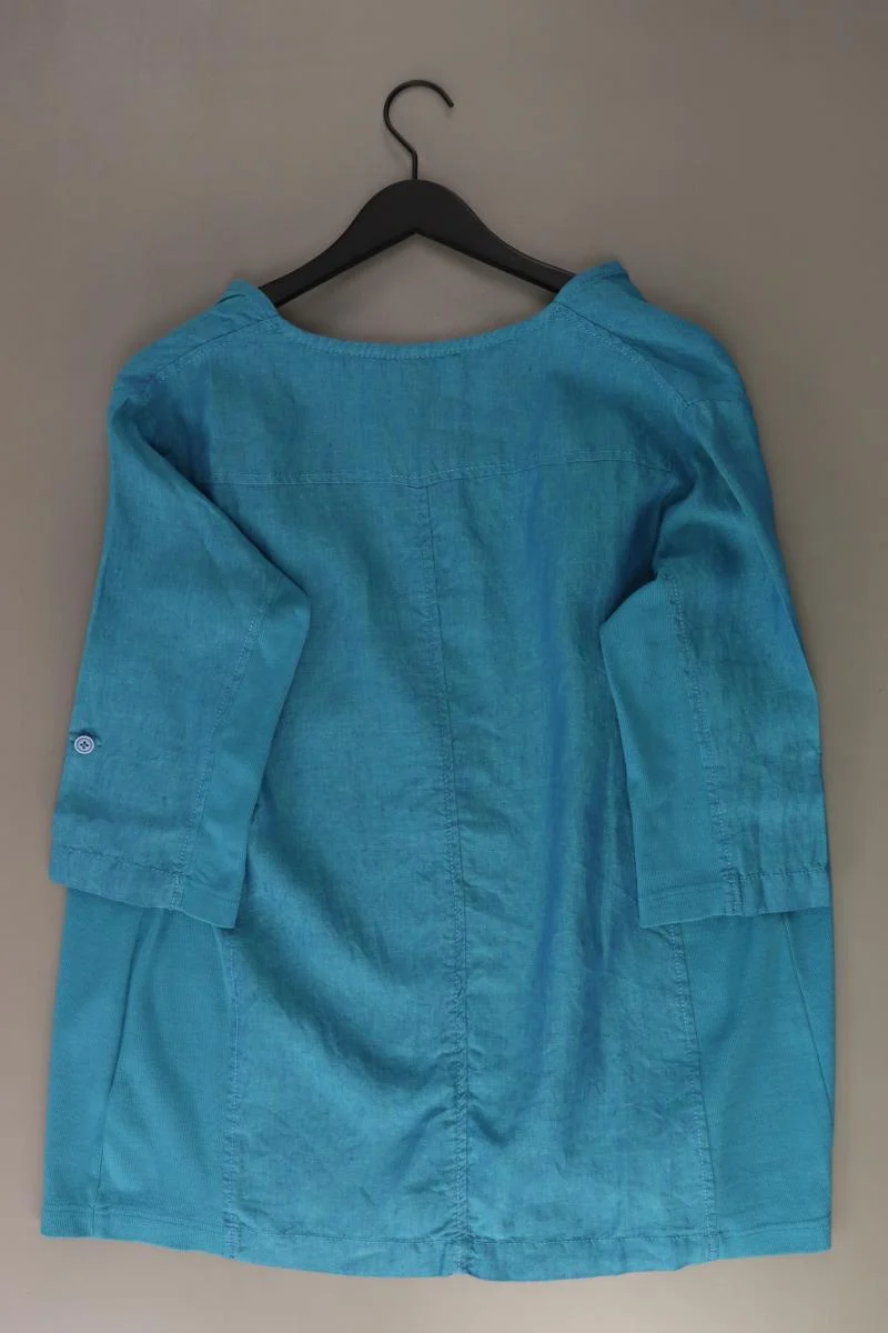 Doris Streich Regular Cardigan Gr. 44 3/4 Ärmel blau aus Leinen