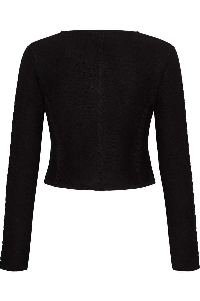 Damen Trachten-Strickjacke kurz - schwarz
