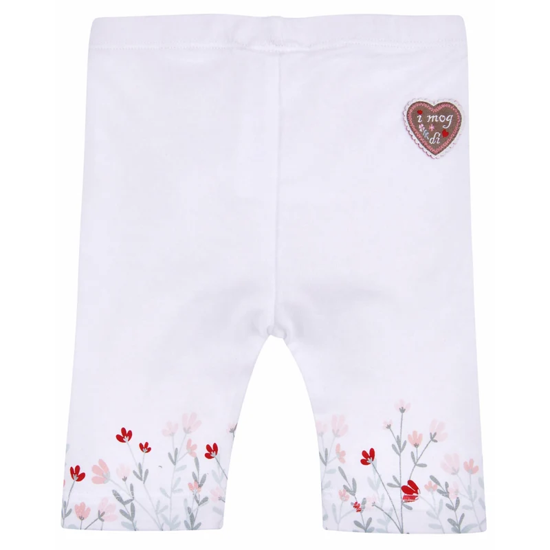 BONDI Baby Mädchen Capri Hose Leggings "Blumenwiese" 86857 | Weiß