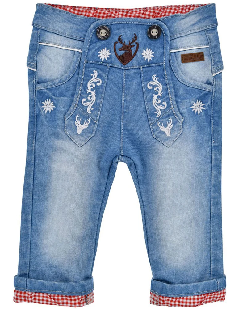 BONDI Lange Baby Jungen Jeans "Gipfelkraxler" 91725 | Blue denim