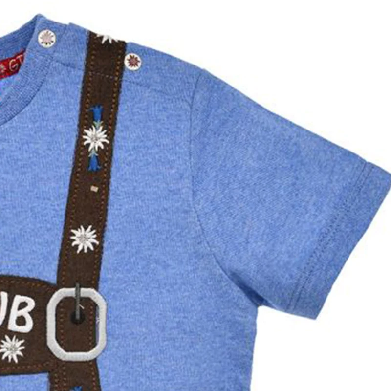 BONDI Jungen T-Shirt Hosenträger "Lausbub" 91833 | Blue melange