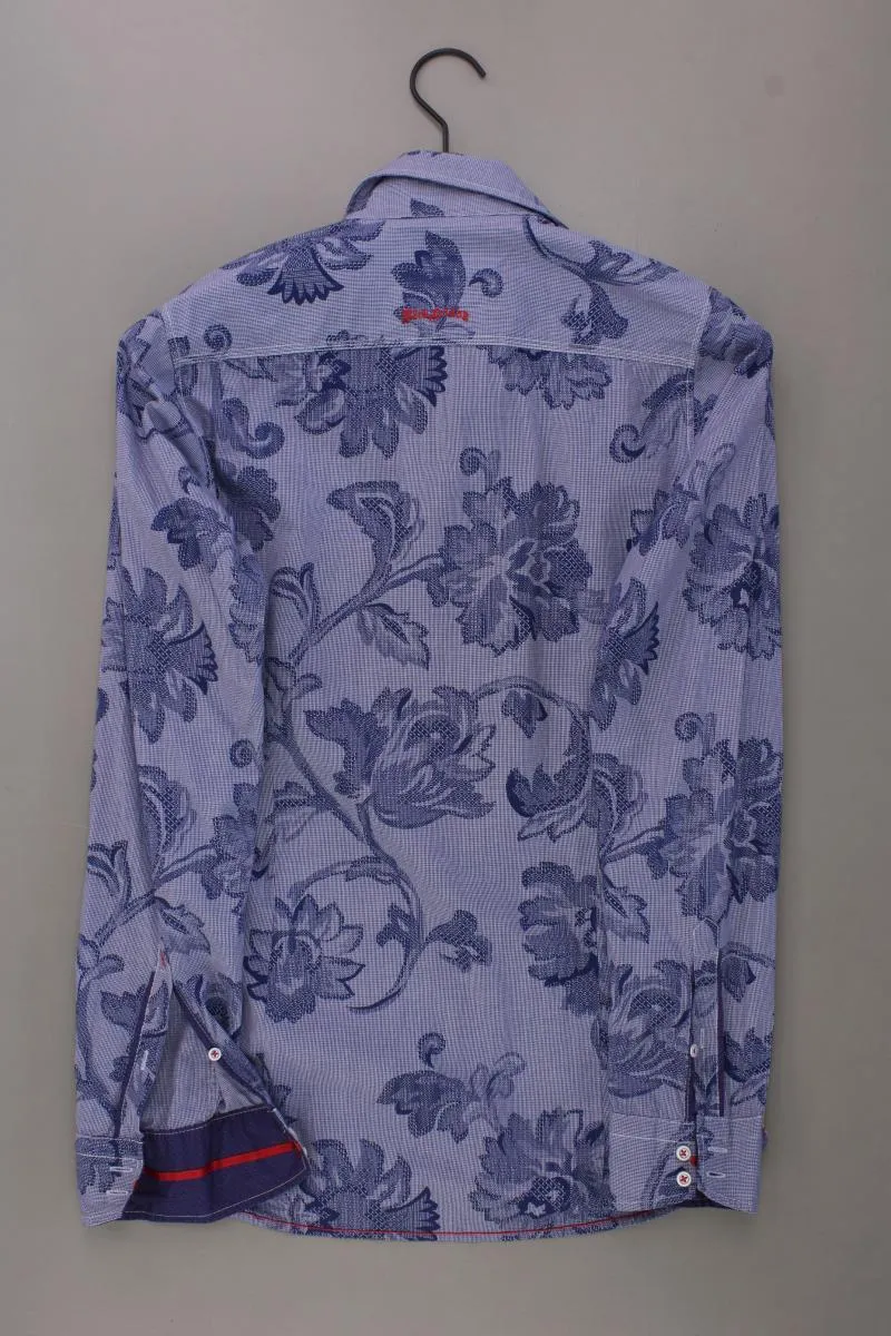 Rich Friday Langarmhemd für Herren Gr. S mit Blumenmuster blau aus Baumwolle