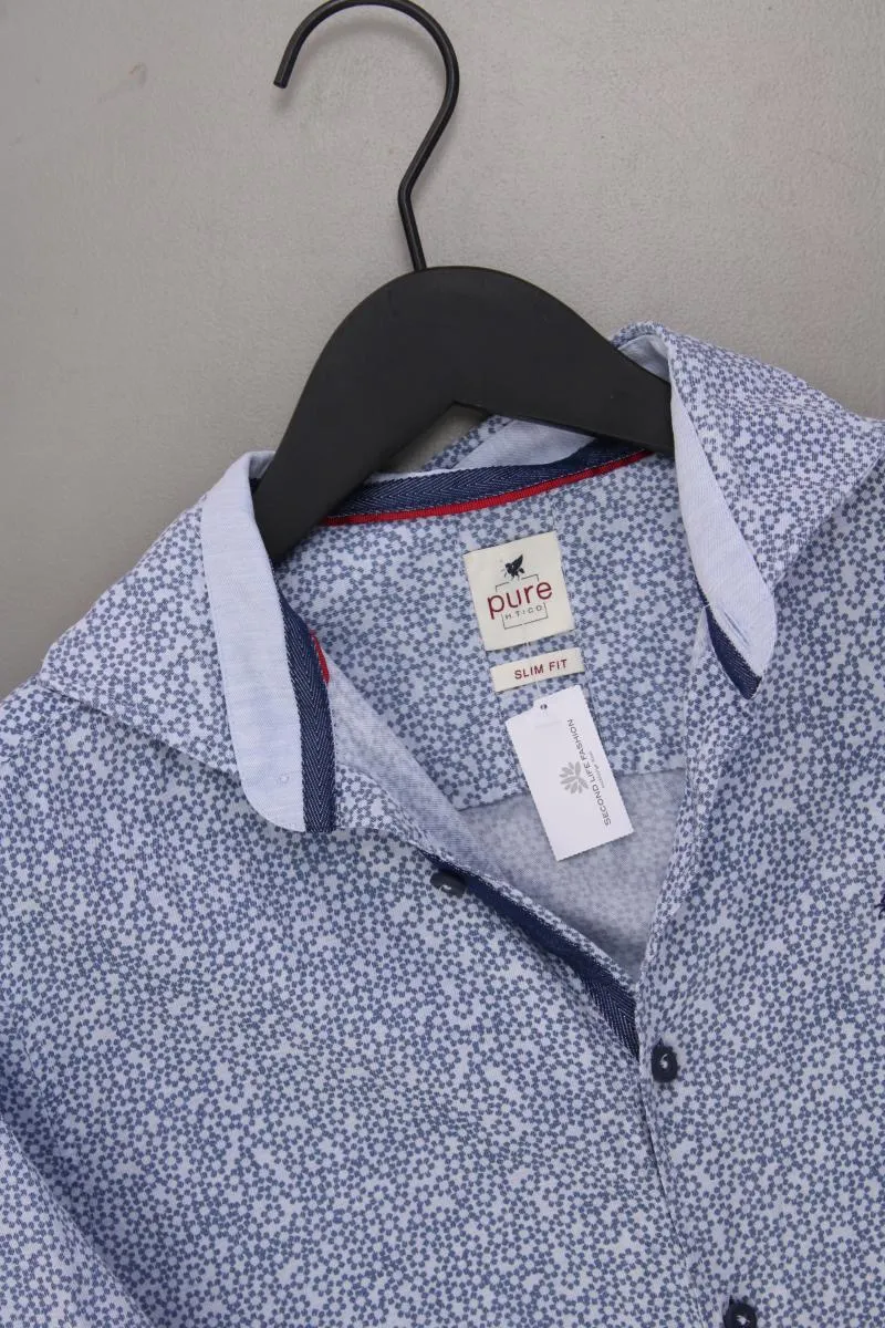 Pure Hatico Langarmhemd für Herren Gr. S blau aus Lyocell