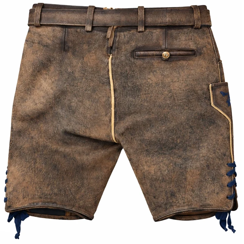 MADDOX Kurze Lederhose "Utz" mit Gürtel | Wildbock er-blau