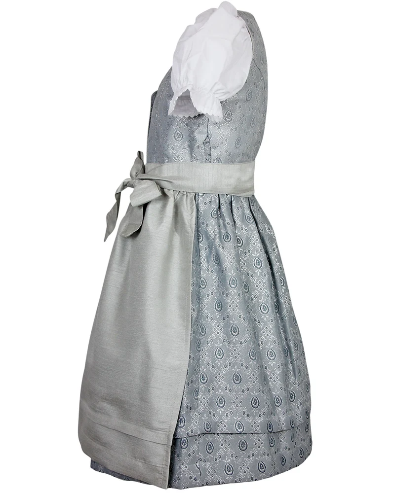 MADDOX Kinder Dirndl "Gabriella" 3-tlg. mit Bluse und Schürze | Silber Glitzer