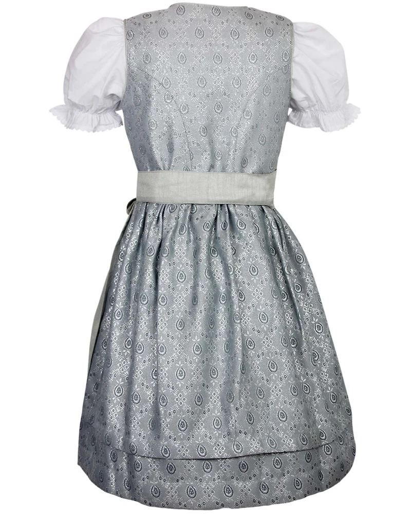 MADDOX Kinder Dirndl "Gabriella" 3-tlg. mit Bluse und Schürze | Silber Glitzer