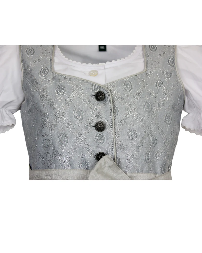 MADDOX Kinder Dirndl "Gabriella" 3-tlg. mit Bluse und Schürze | Silber Glitzer