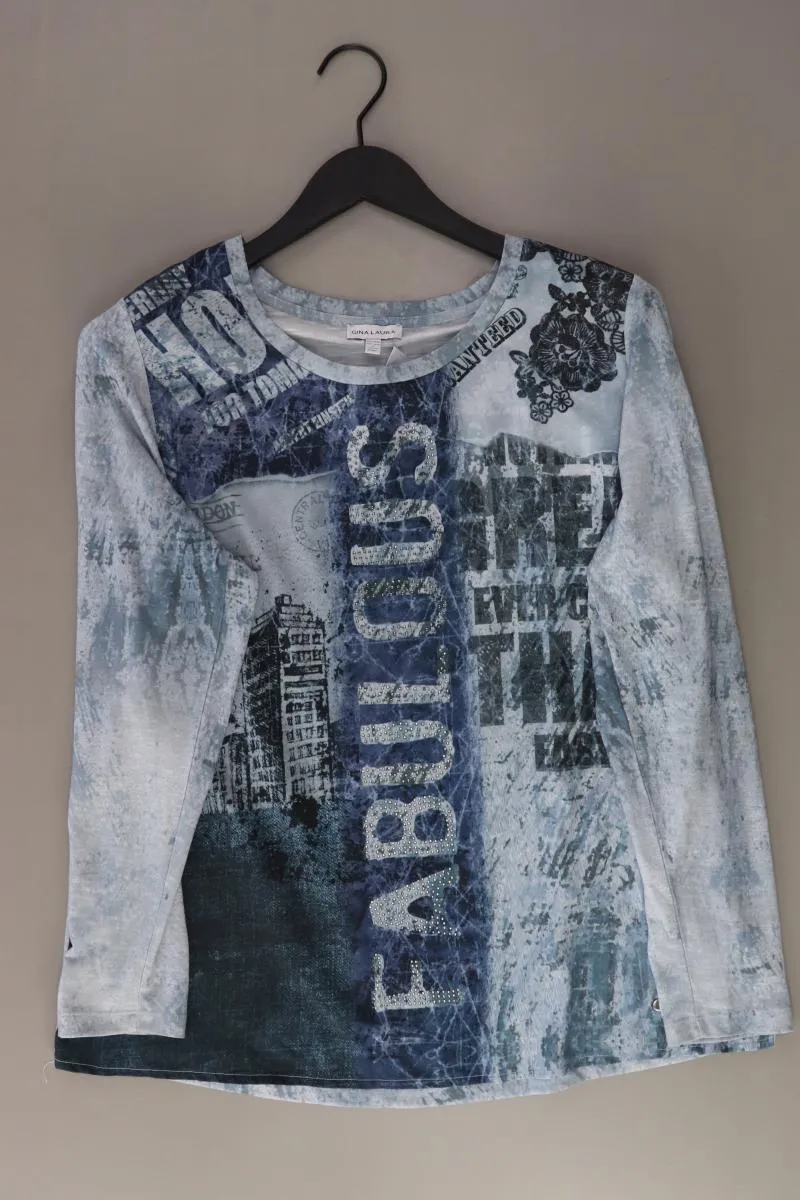 Gina Laura Printshirt Gr. 44/46 Langarm blau aus Polyester