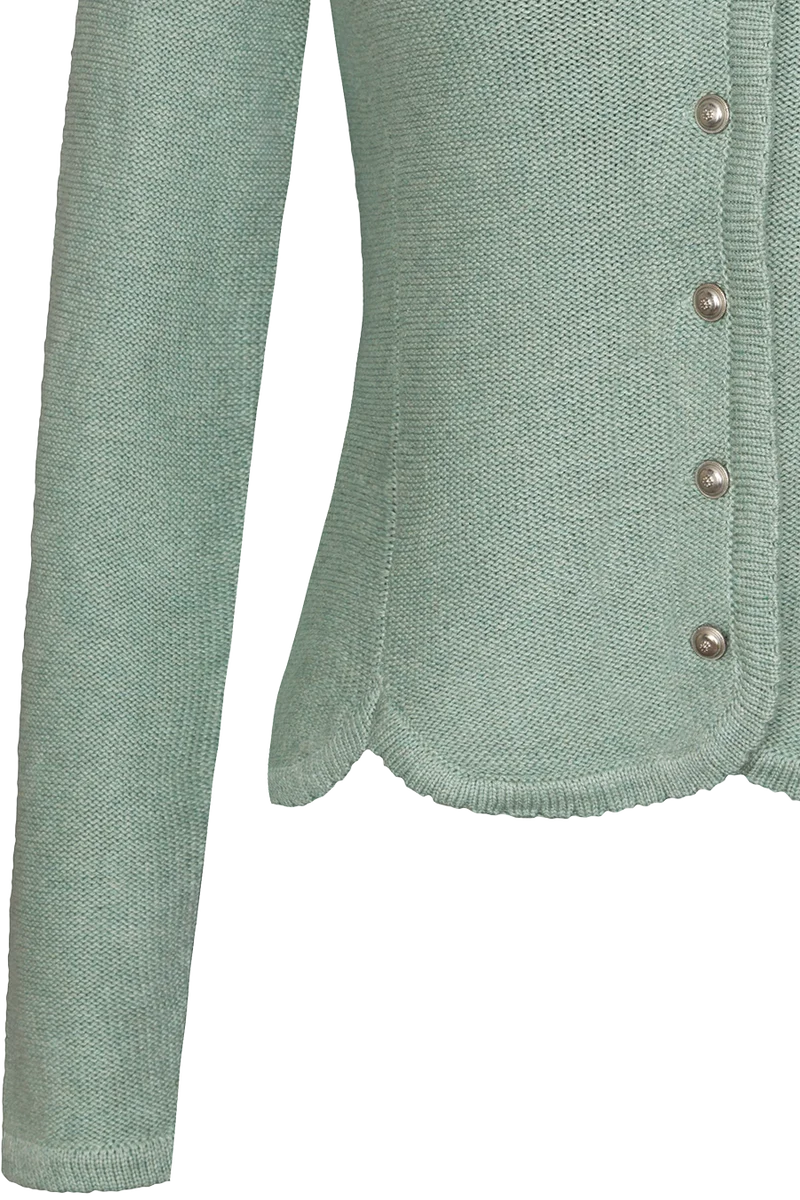 Damen Dirndljacke Strickjacke tailliert - salbei