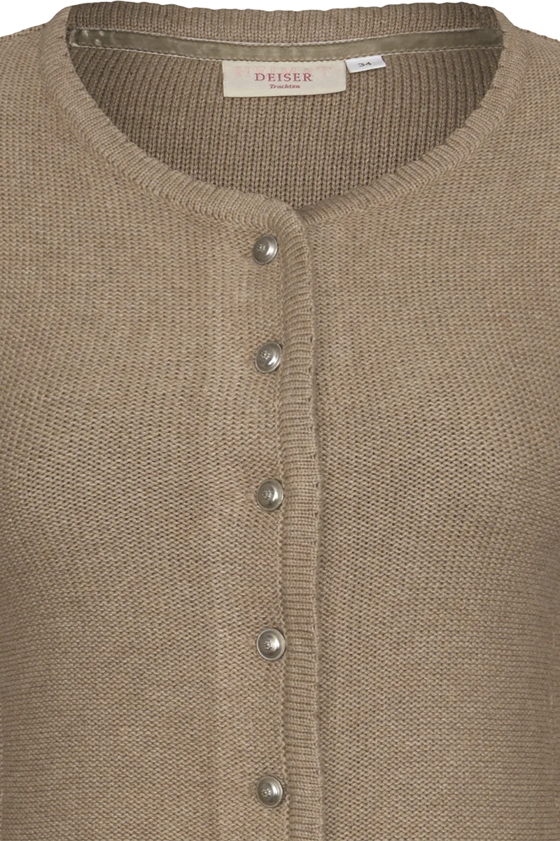 Damen Dirndljacke Strickjacke tailliert - taupe