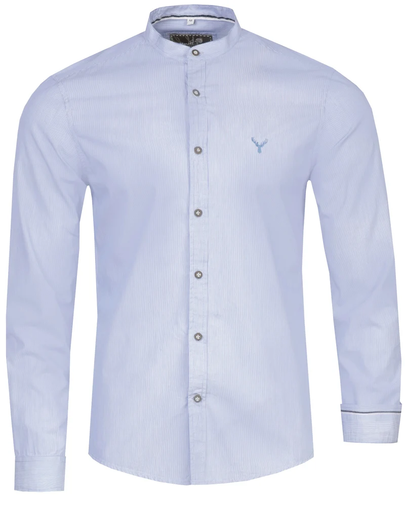 MarJo Herren Trachtenhemd "Benjamin" Stehkragen | Light Denim